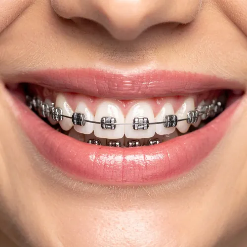 Metal braces for teeth straightening at Smile Center Islamabad